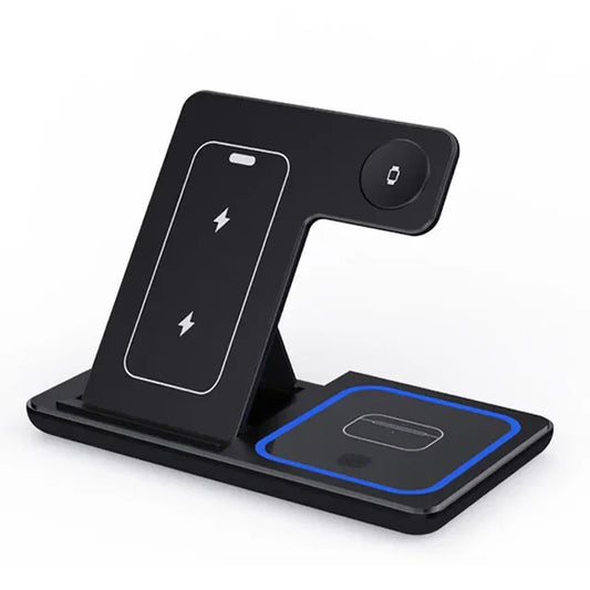 30W 3 in 1 Wireless Charger Stand Foldable Charging Station for Iphone 15 14 13 12 11 Apple Watch 9 8 7 6 5 Airpods Pro