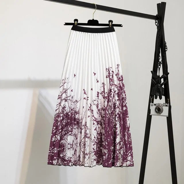 Women's Cartoon Printed Pleated Skirt