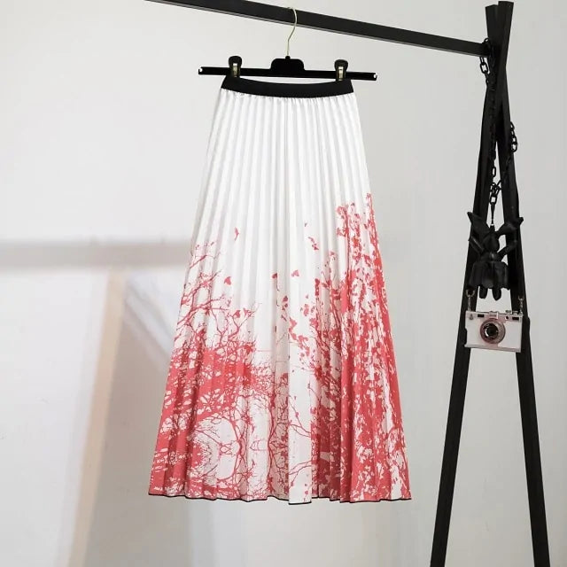 Women's Cartoon Printed Pleated Skirt