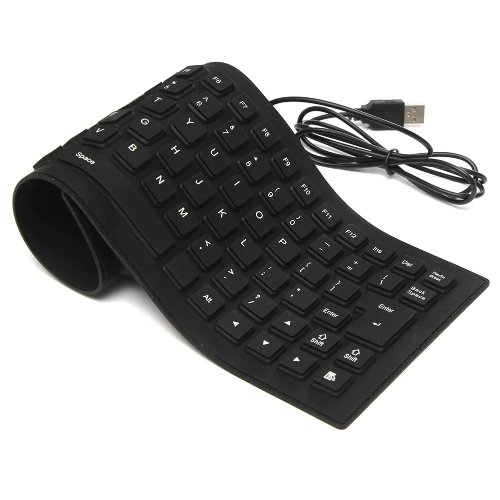 Waterproof Silicone Keyboard Foldable Flexible USB Dustproof DirtProof Full Size