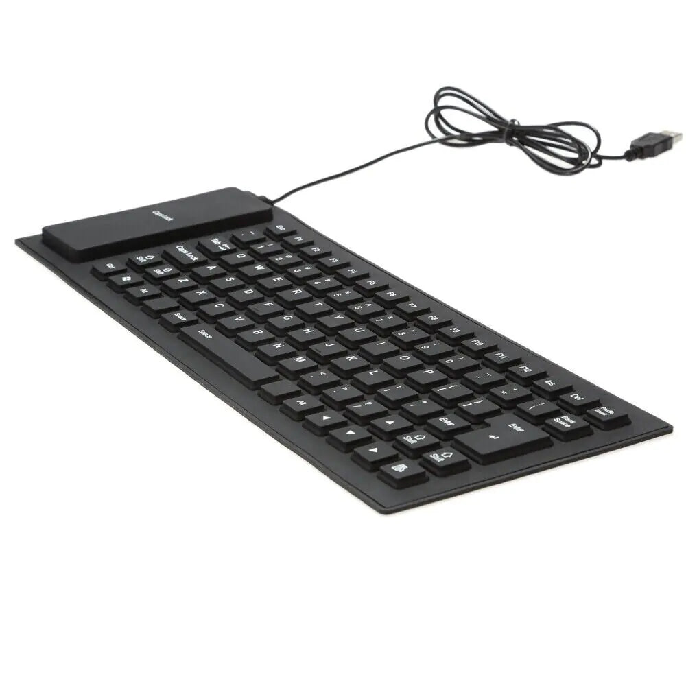 Waterproof Silicone Keyboard Foldable Flexible USB Dustproof DirtProof Full Size