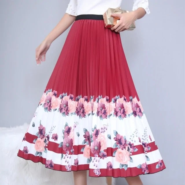 Women's Cartoon Printed Pleated Skirt